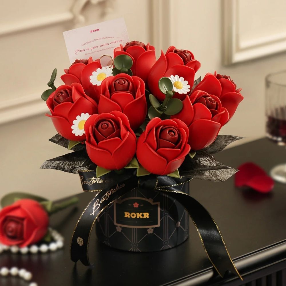 3D Puzzle - Red Rose Bouquet Figured'Art