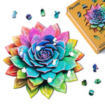 Wooden Puzzle - Rainbow Succulent