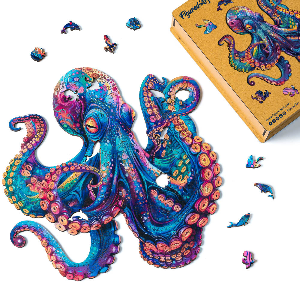 Wooden Puzzle - Colorful Octopus