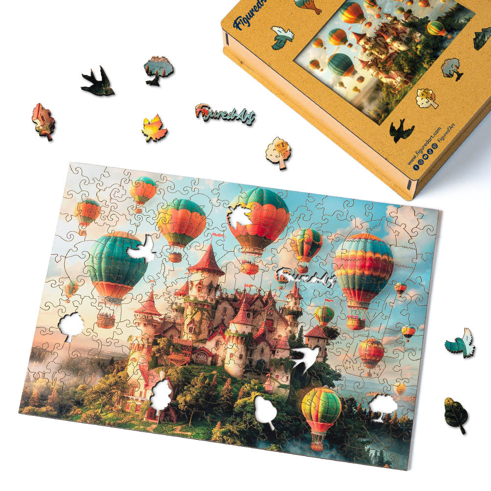 Wooden Puzzle - Castle with Hot Air Balloons