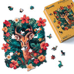 Wooden Puzzle - Giraffe with Flowers