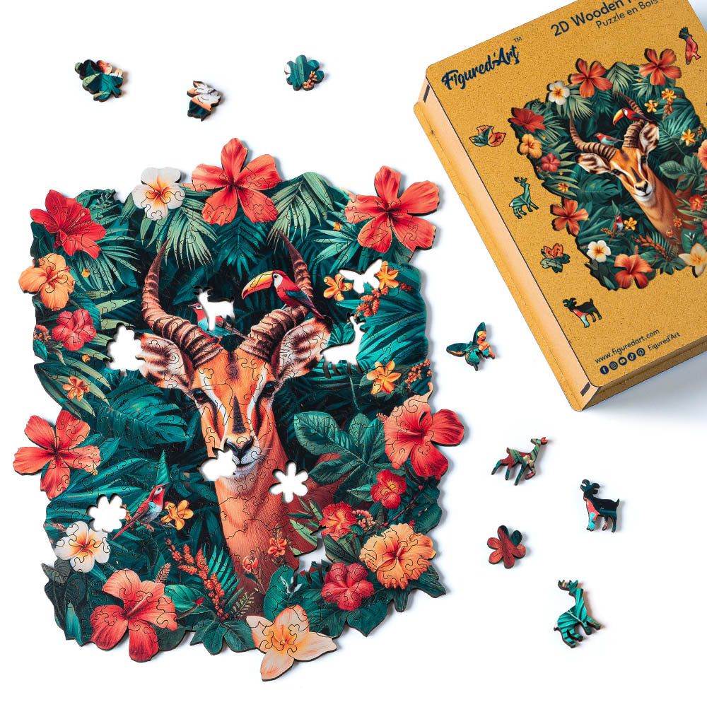 Wooden Puzzle - Giraffe with Flowers