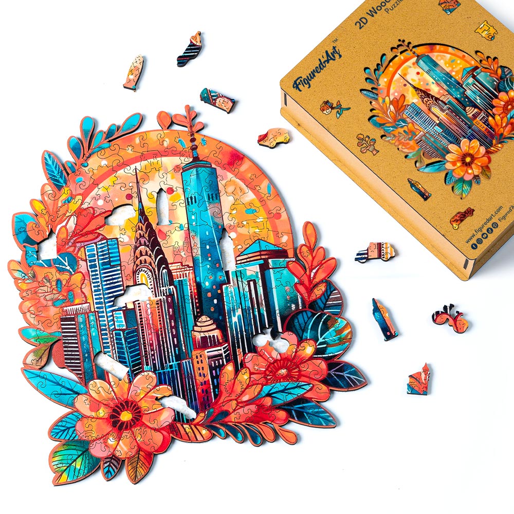 Wooden Puzzle - Floral Cityscape