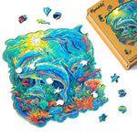 Wooden Puzzle - Dolphins in Coral Reef
